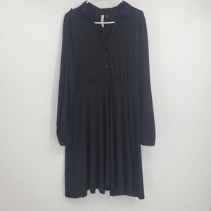 NY Collection Black Size XL Long Sleeve Button Down Cute Casual Silver details